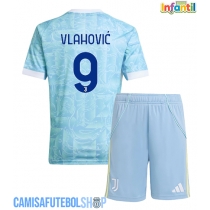 Camisa de time de futebol Juventus Dusan Vlahovic #9 Replicas 2º Equipamento Infantil 2025-26 Manga Curta (+ Calças curtas)